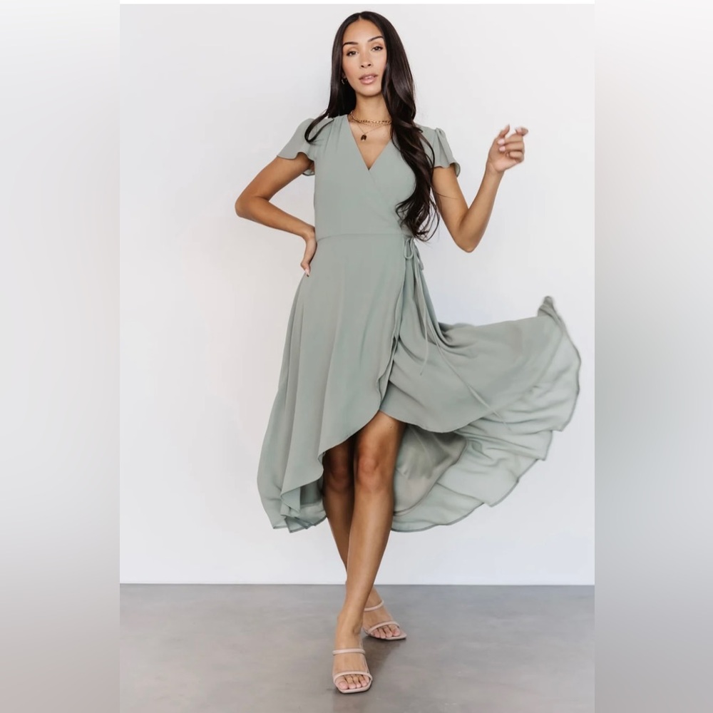 NWT Baltic Born Bristol Midi Wrap Dress Sage Green Women’s Large